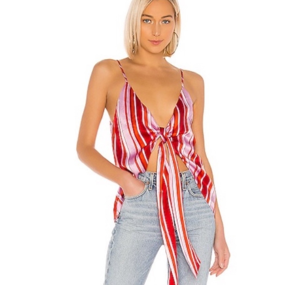 NWT Cami NYC The Arlo Cami Red Tropical Stripe Tank Top Blouse Revolve Size XS